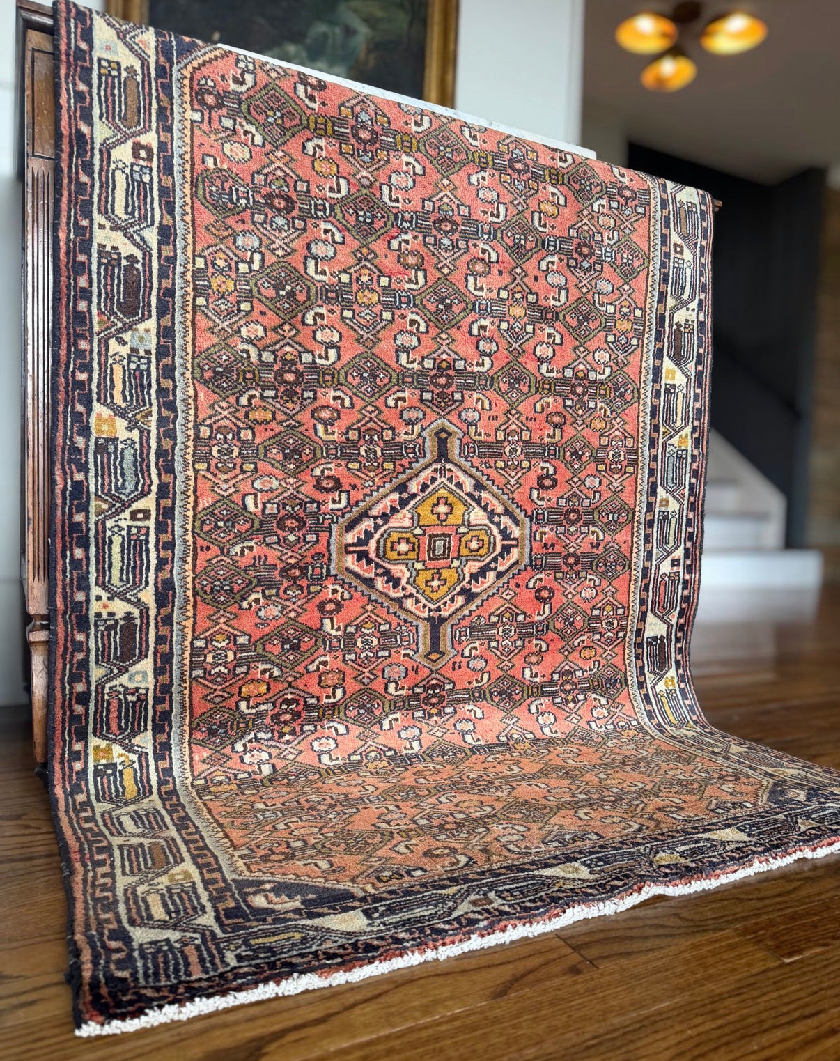 Vintage Pink Clay Medallion 3’4 x 4’10 circa 1930-1945