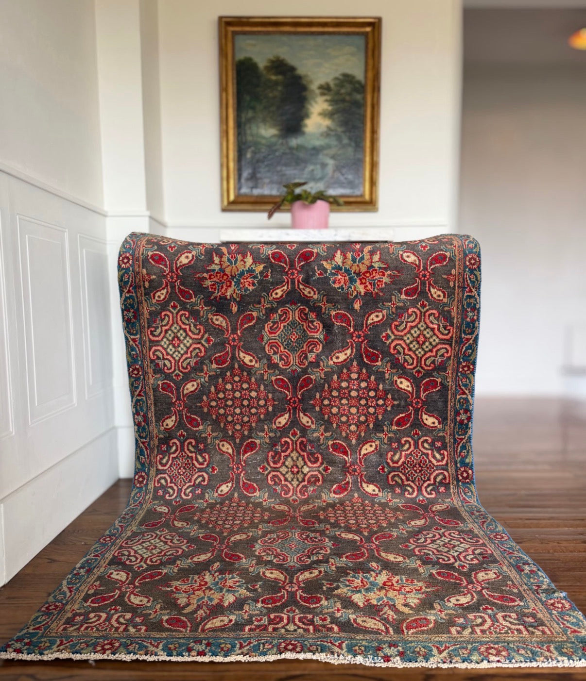 Vintage Iron Garden Malayer 4’ x 6’5 circa 1940-1950