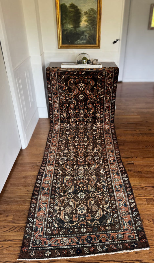 Vintage  Walnut Diamond Malayer 3’6 x 10’1