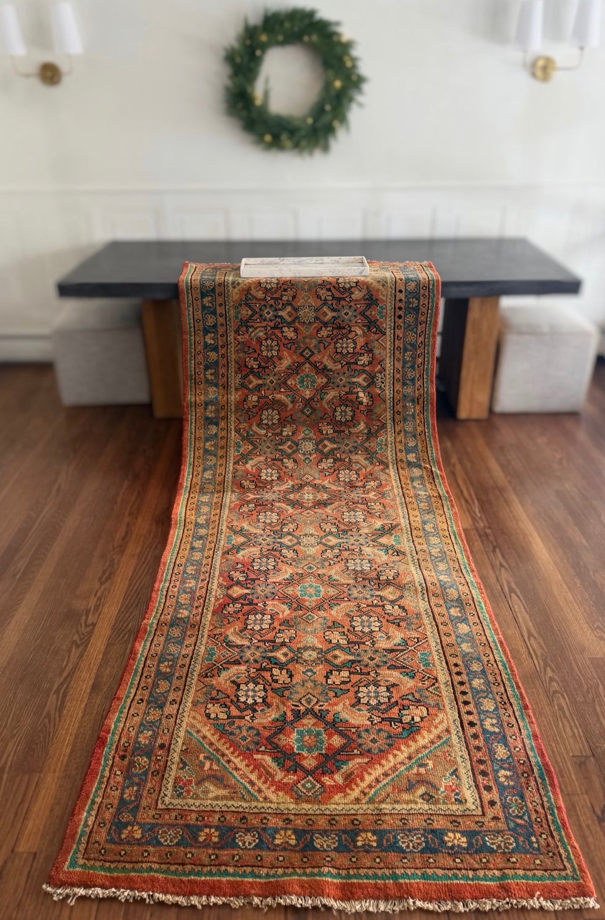 Vintage Golden Passage Hamadan Runner 4’ x 10’2”