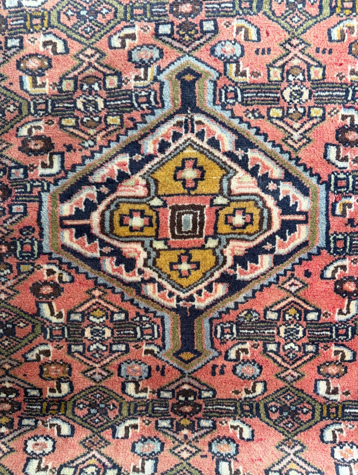 Vintage Pink Clay Medallion 3’4 x 4’10 circa 1930-1945