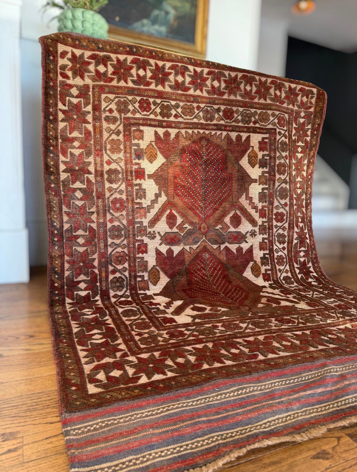 Vintage Brown leaf Relic 4’ x 6’ Circa 1960s–1970s