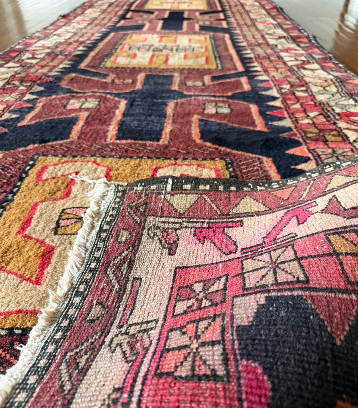 Vintage Mulberry Mustard Frieze Runner 3’6 x 10’4