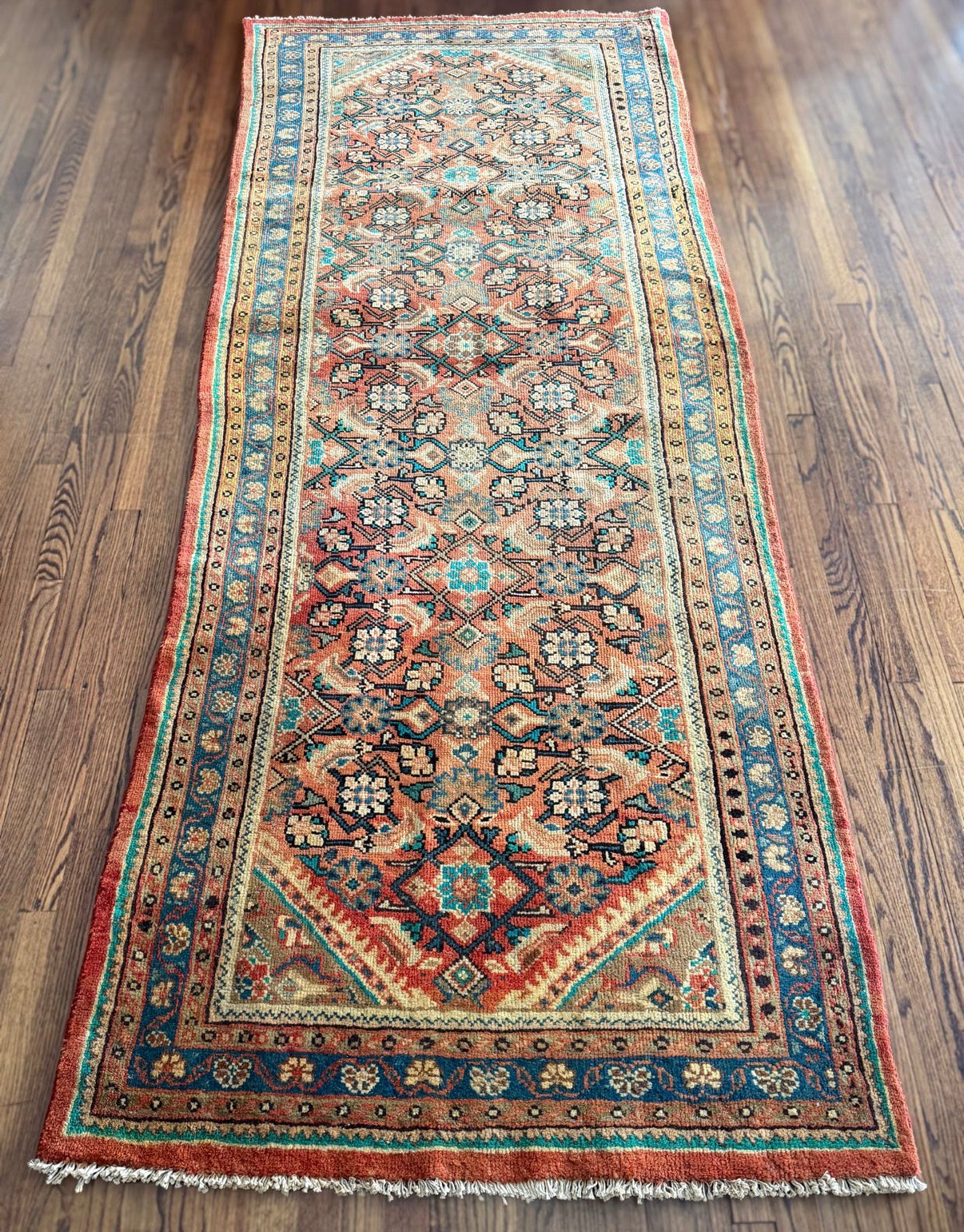 Vintage Golden Passage Hamadan Runner 4’ x 10’2”