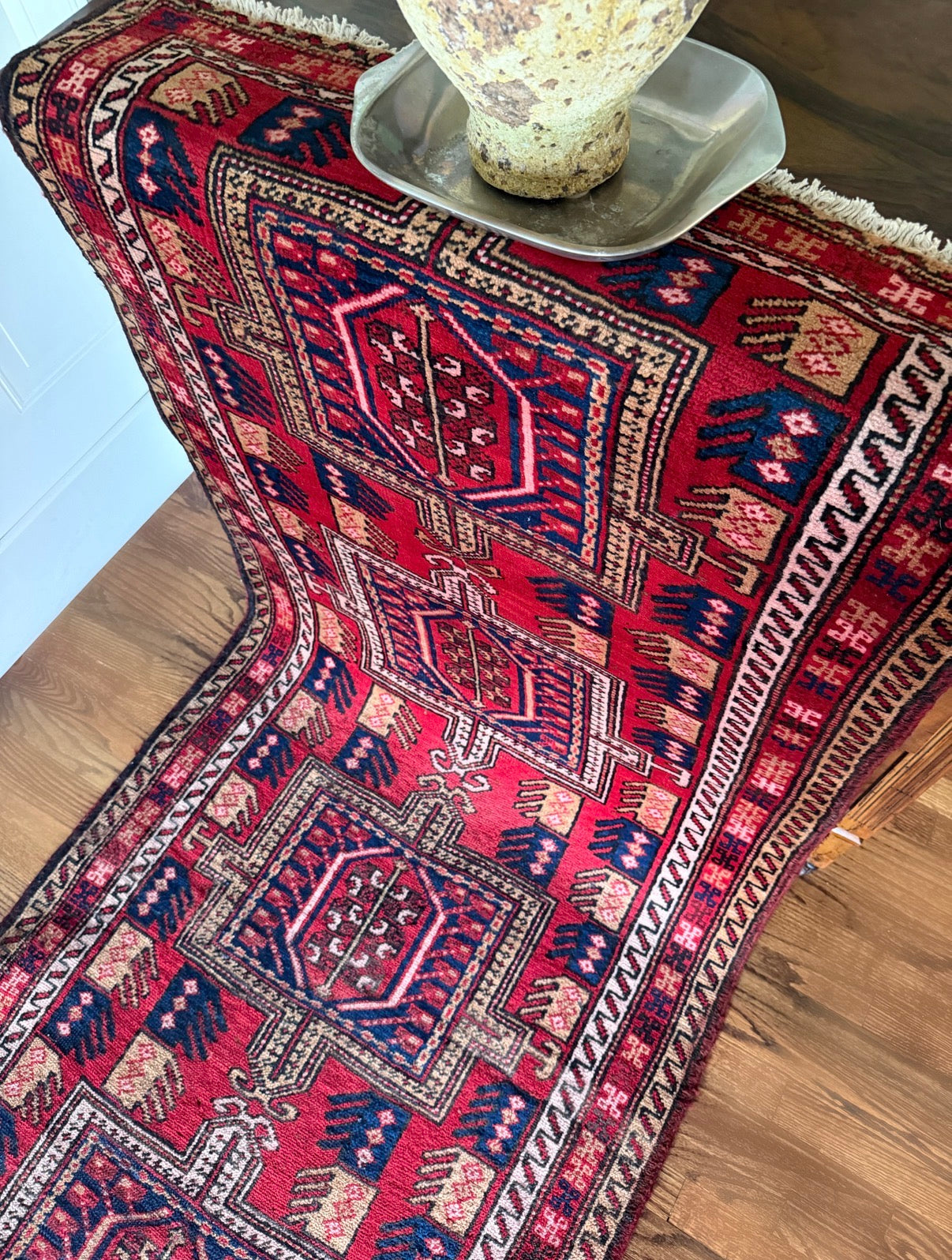 Vintage Red Framework Runner 3’3 x 10
