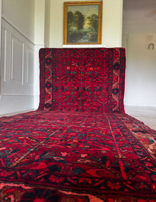 Vintage Burgundy Boteh Rug 
3’10x10’4