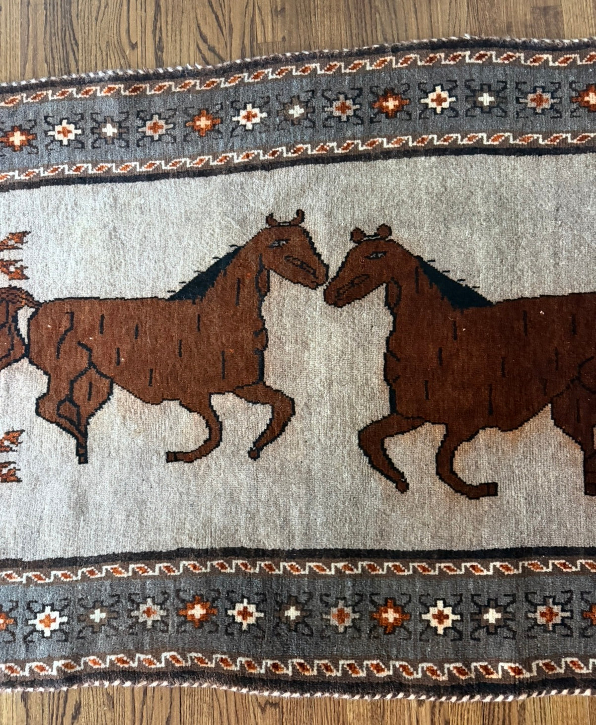 Vintage Equestrian Study Rug — 4’ × 7’3”