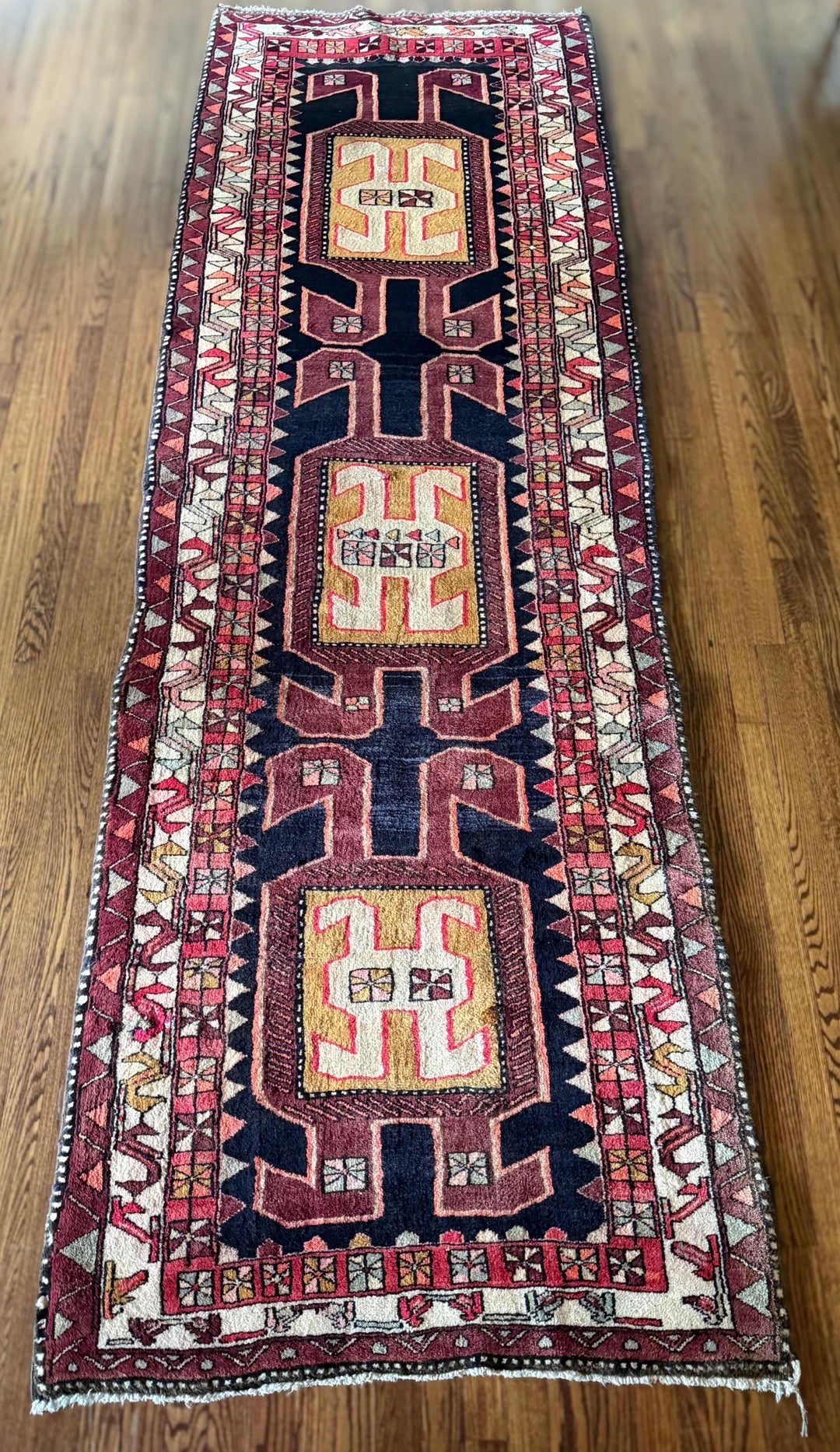 Vintage Mulberry Mustard Frieze Runner 3’6 x 10’4