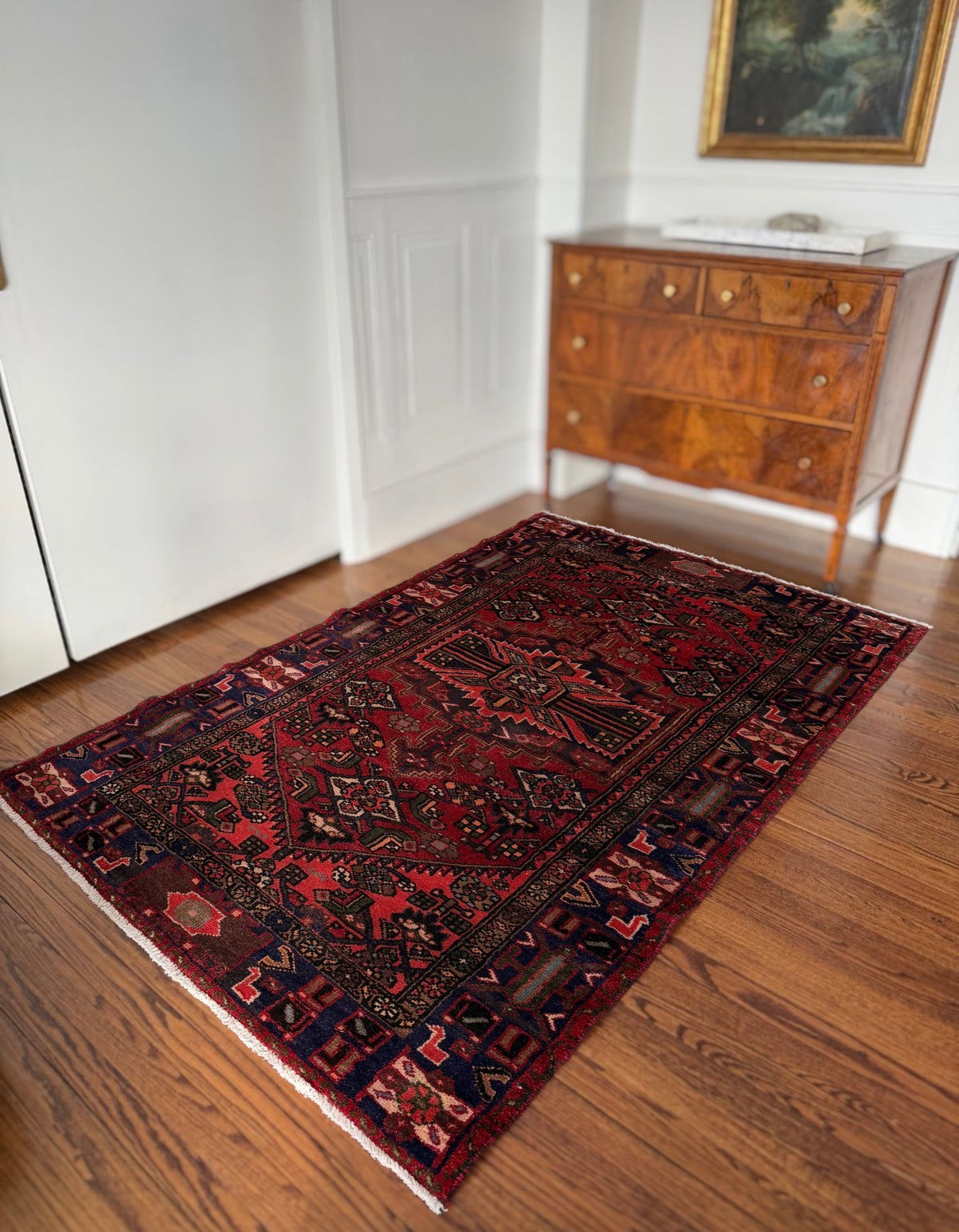Vintage Axis | Deep Garnet & Ink 4’4 x 6’7 circa 1940-1960
