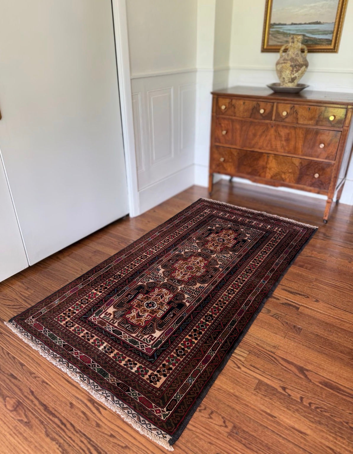 Vintage Caspian Rug 3’5 x 6’3 circa 1960s–1970s