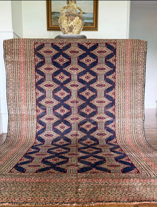 Vintage Pakistani Jaldar Bokhara Rug 4’2” × 6’