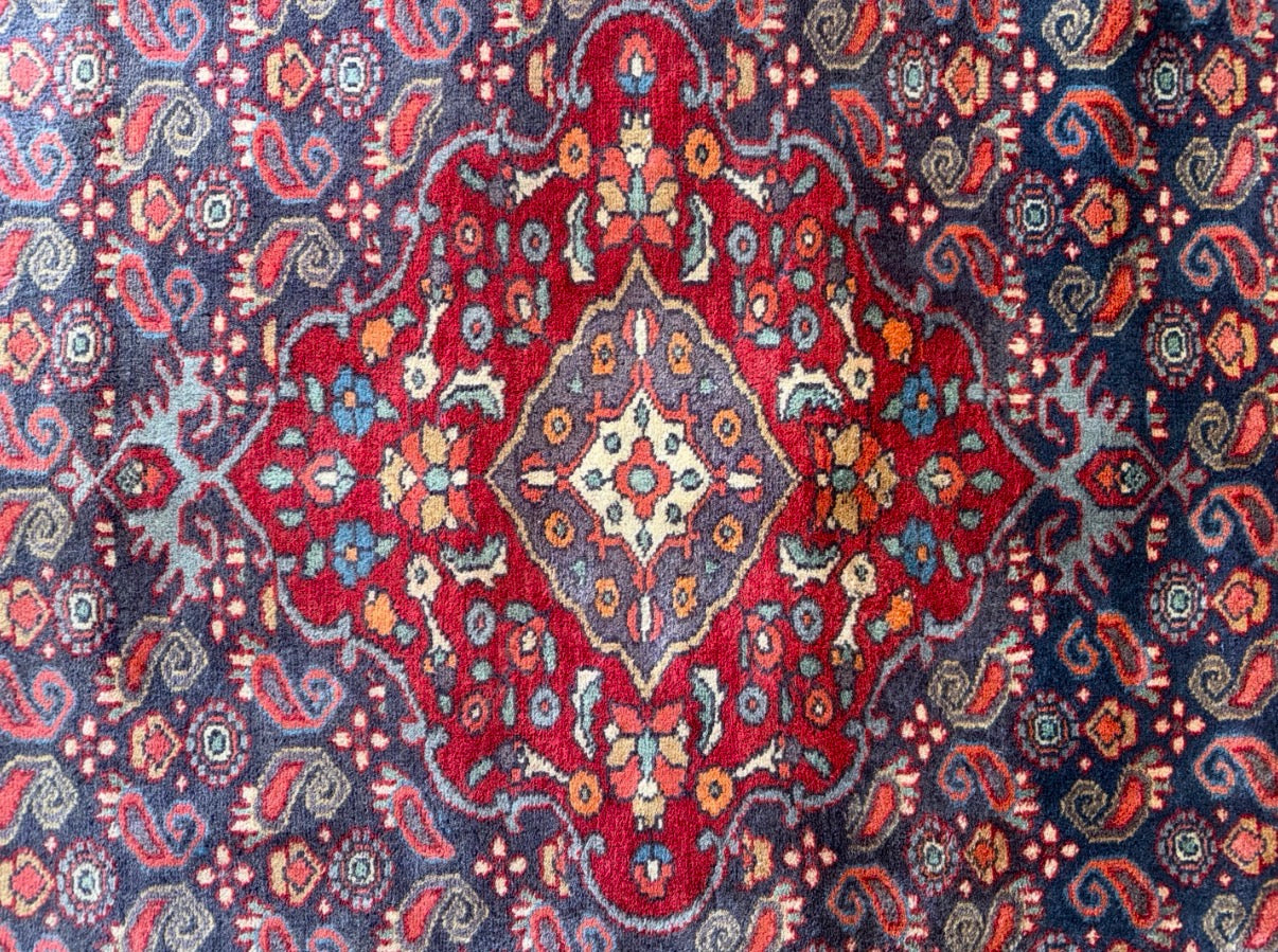 Vintage Old Blue House Boteh Rug 3’ x 5’7”