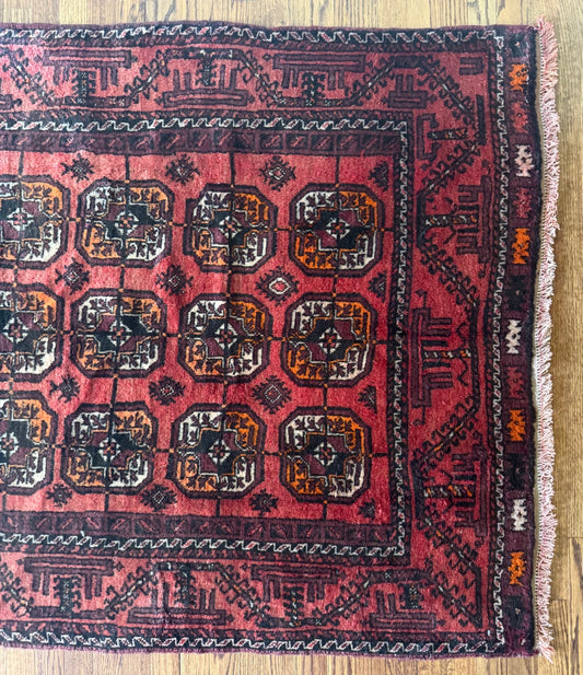 Vintage Vintage Oxblood Gül Rug 4’x 7’4 circa