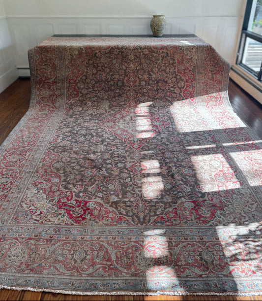 Antique Persian Tabriz/Kashan – Medallion & Shah-Abbas Floral rug 9’5 x 13’2