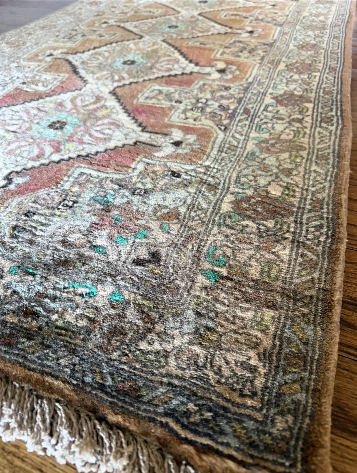 Vintage Sandstone & Sea Glass Runner — 2′7″ × 7′