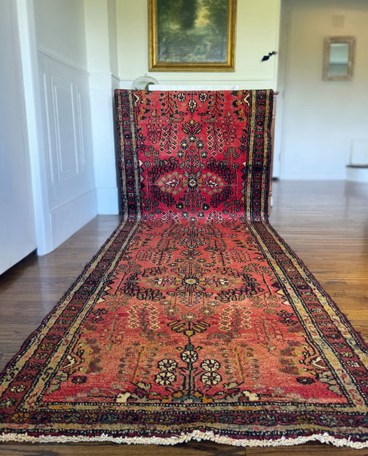 Vintage Persian pomegranate Hamadan Runner | 3’7 x 9’9 | Circa 1940s–1960s