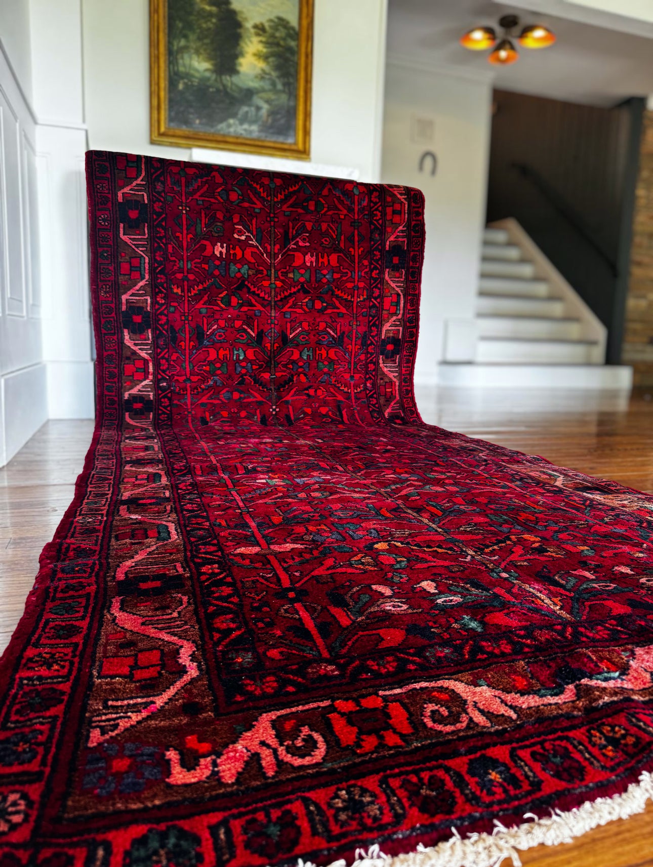 Vintage Burgundy Boteh Rug 
3’10x10’4