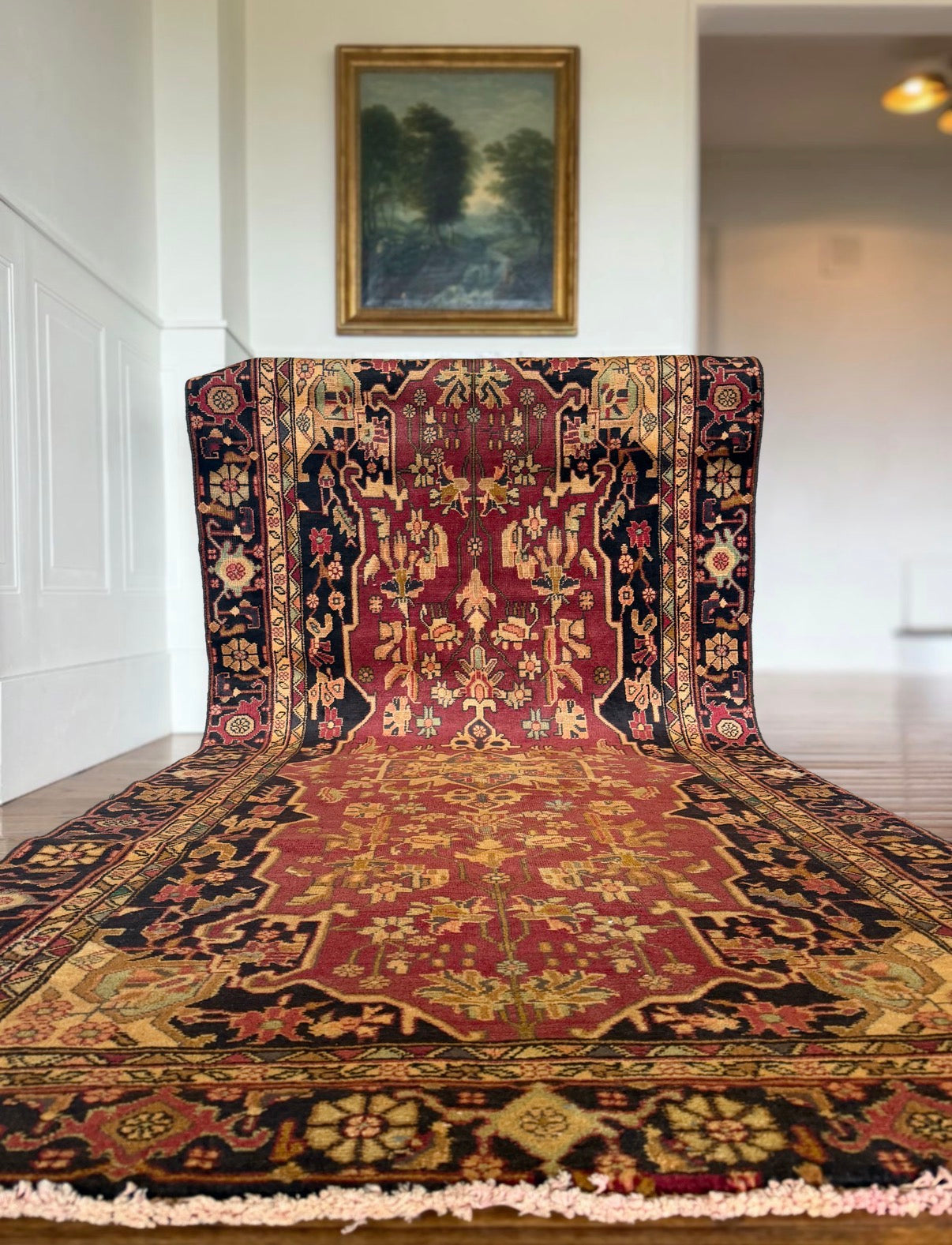 Vintage Rose Ledger( Heriz–Ahar region) 4’4 x 9’7 circa 1930-1940 ...