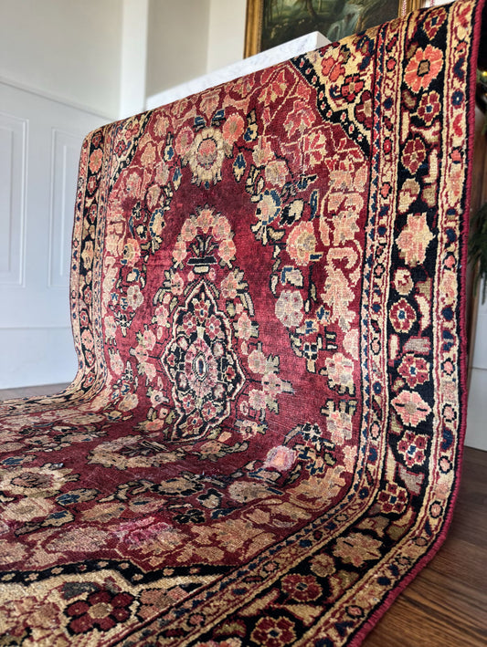 Vintage Crushed Rose Lilihan • 4’4 x 6’5 • Circa 1910–1930