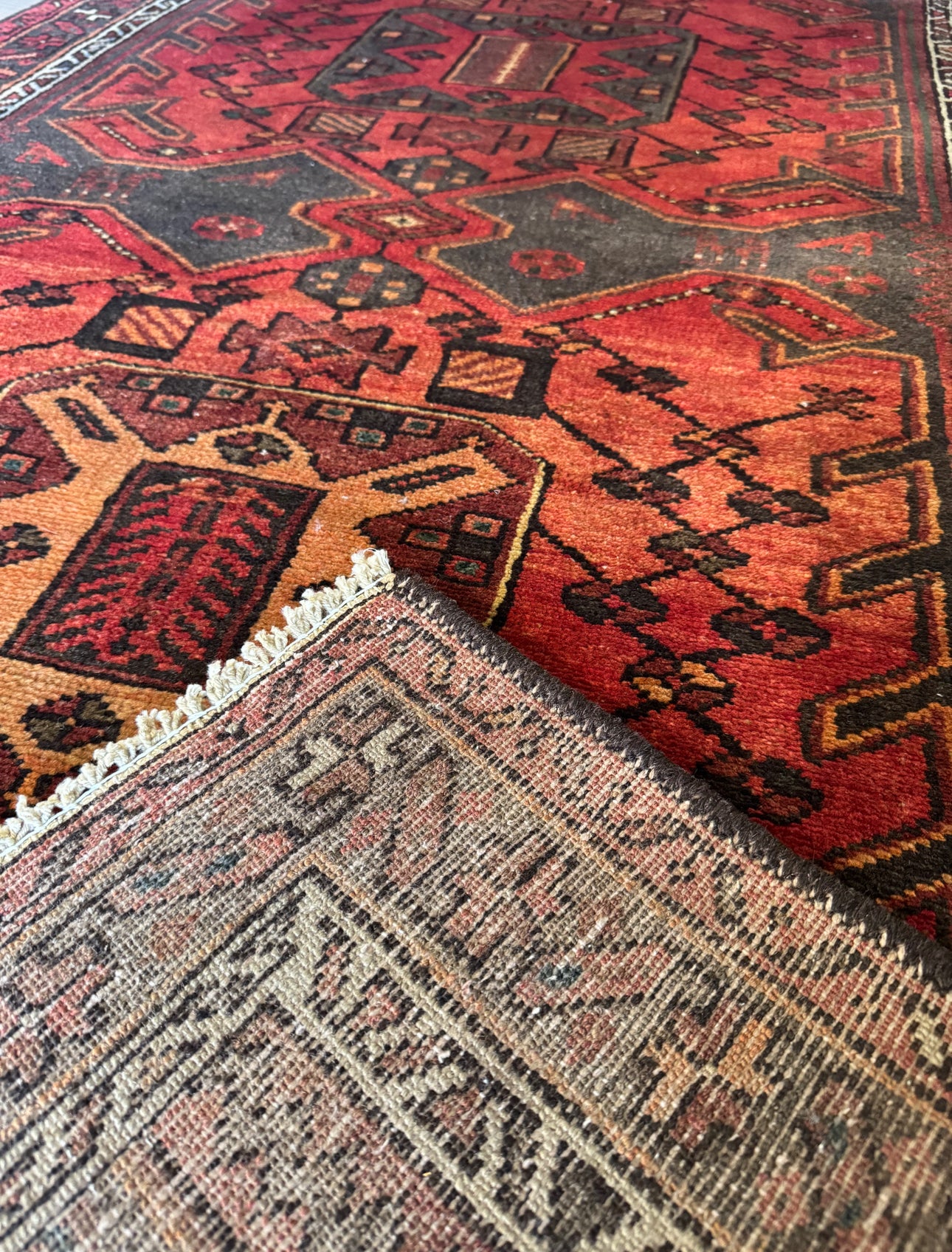 Vintage Heriz “Red Ember” Runner 3’7” × 9’10” | Circa 1920–1940 | Northwest Persia (Heriz region)