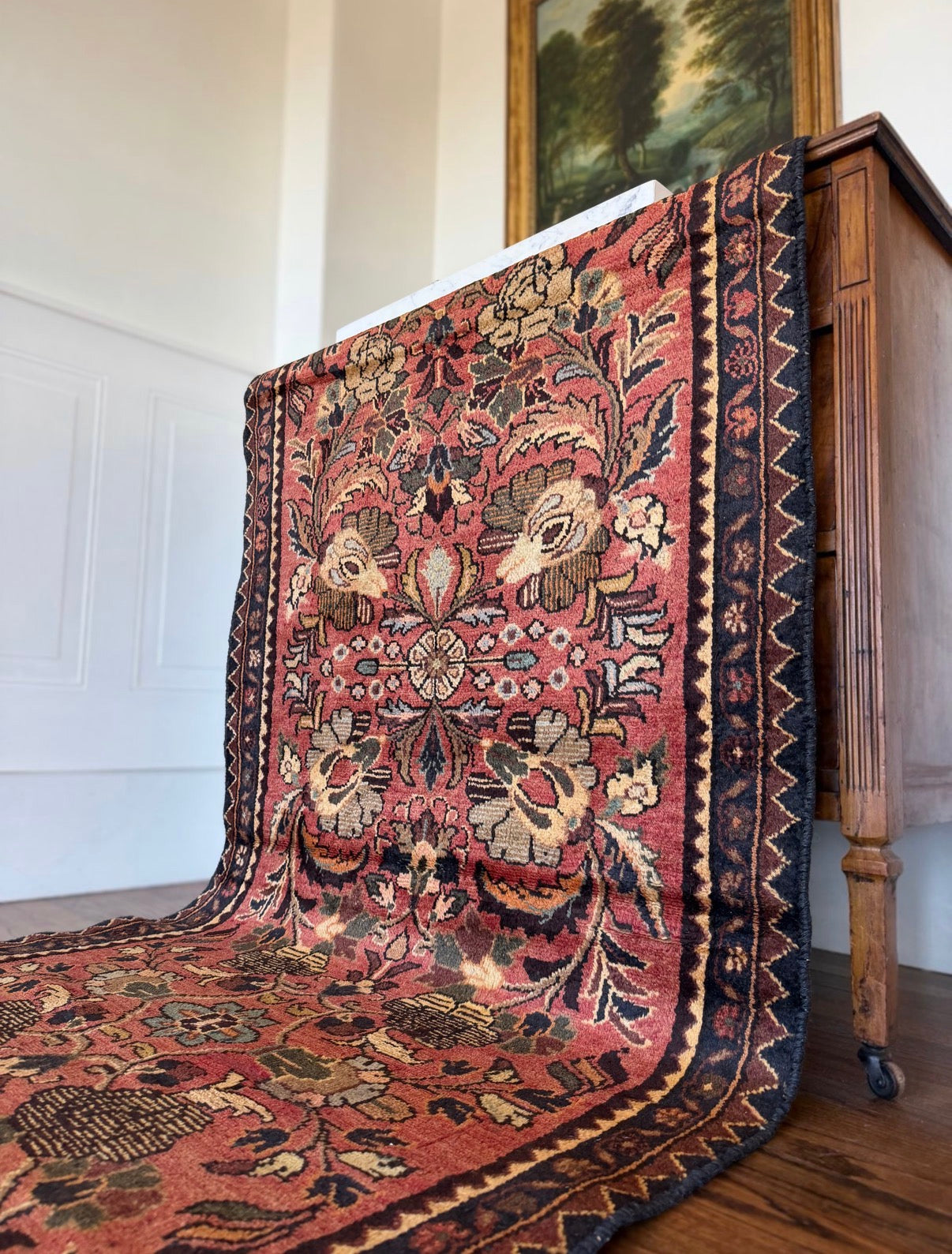 Vintage still life runner 3’3 x 10’ circa 1935-1950