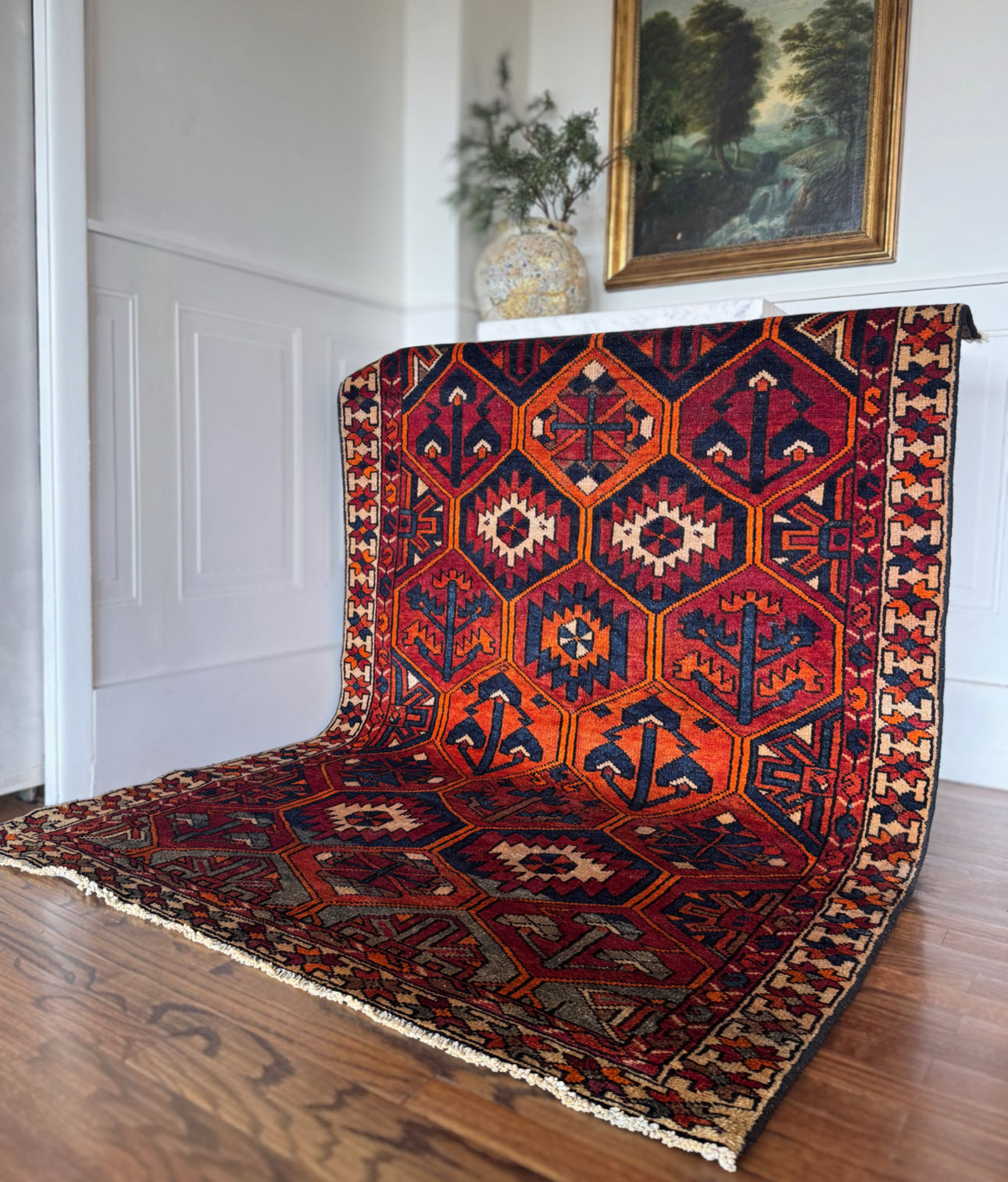 Vintage Ironroot Kazak rug 4’3 x 6’3 circa 1935-1950