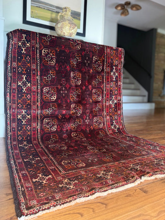 Vintage Burnt Fig Gul Rug | 4’ × 6’8” | circa 1960s–1970s