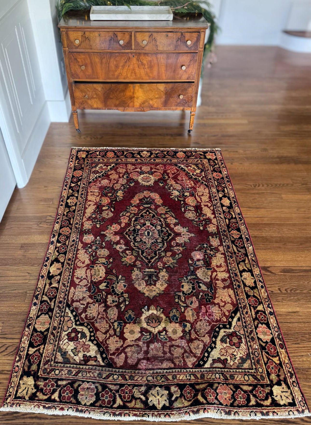 Vintage Crushed Rose Lilihan • 4’4 x 6’5 • Circa 1910–1930