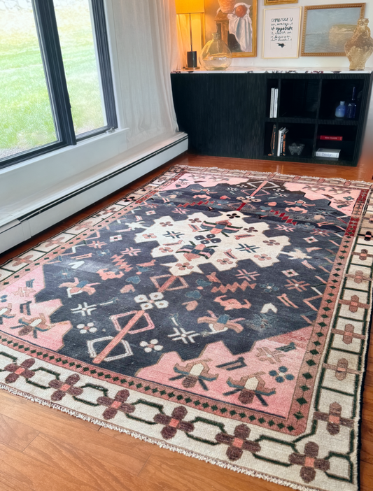 Hand made Vintage Wool Anatolian Rug 6.1 ft X 9.2 Ft