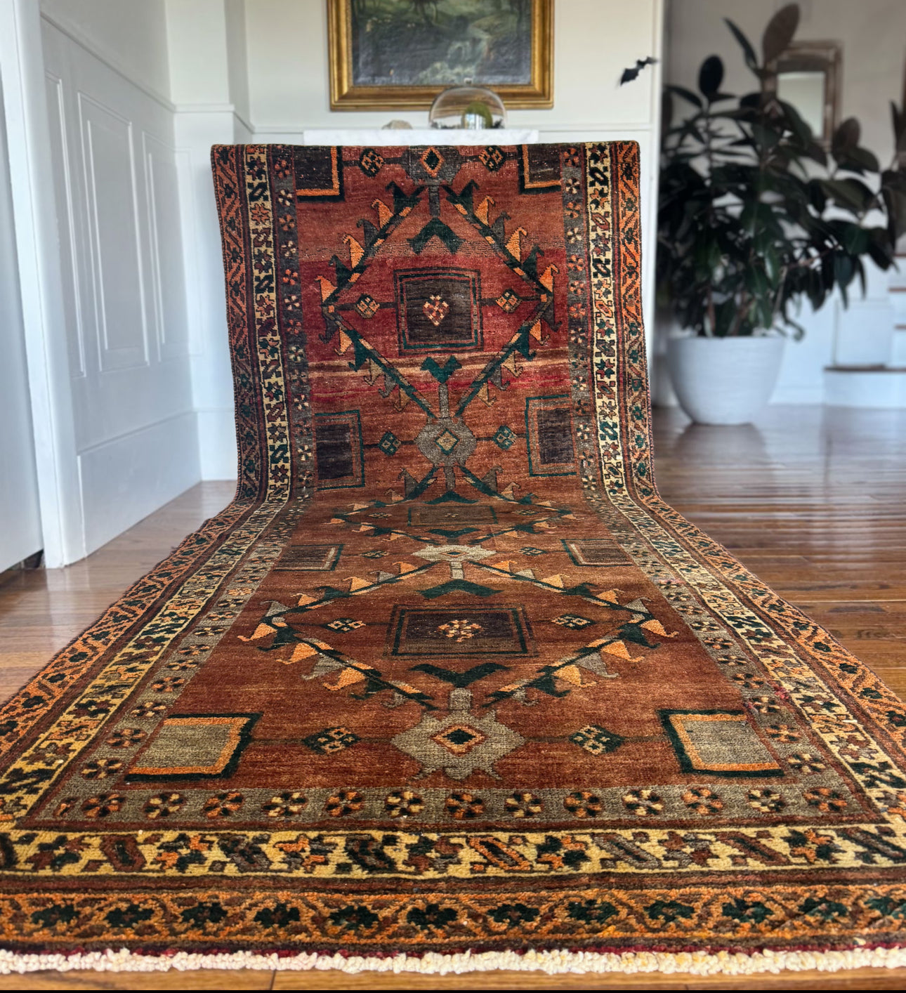 Antique Afshar Copper Sky Runner 3'8” × 9'5” | Circa 1910–1930