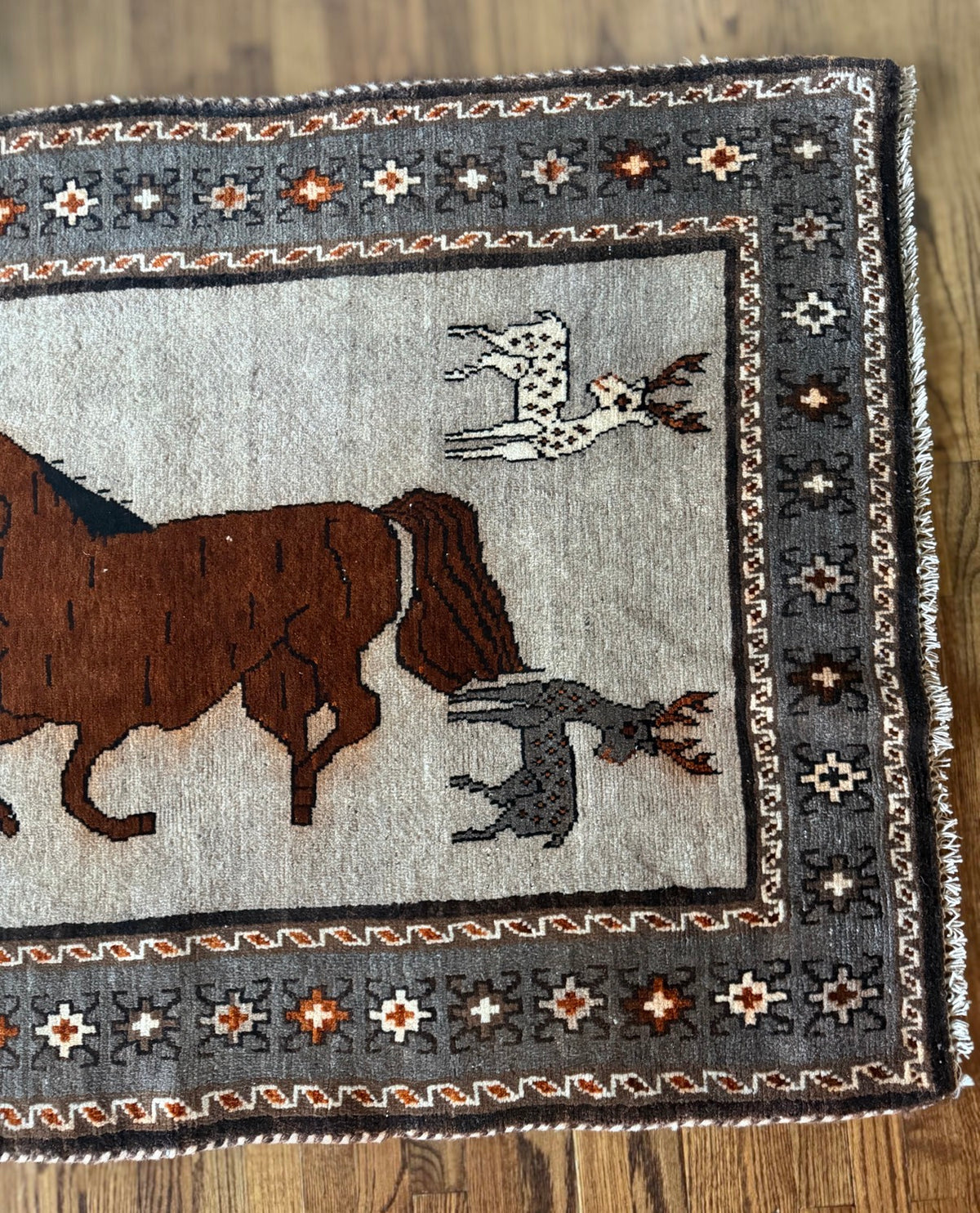 Vintage Equestrian Study Rug — 4’ × 7’3”