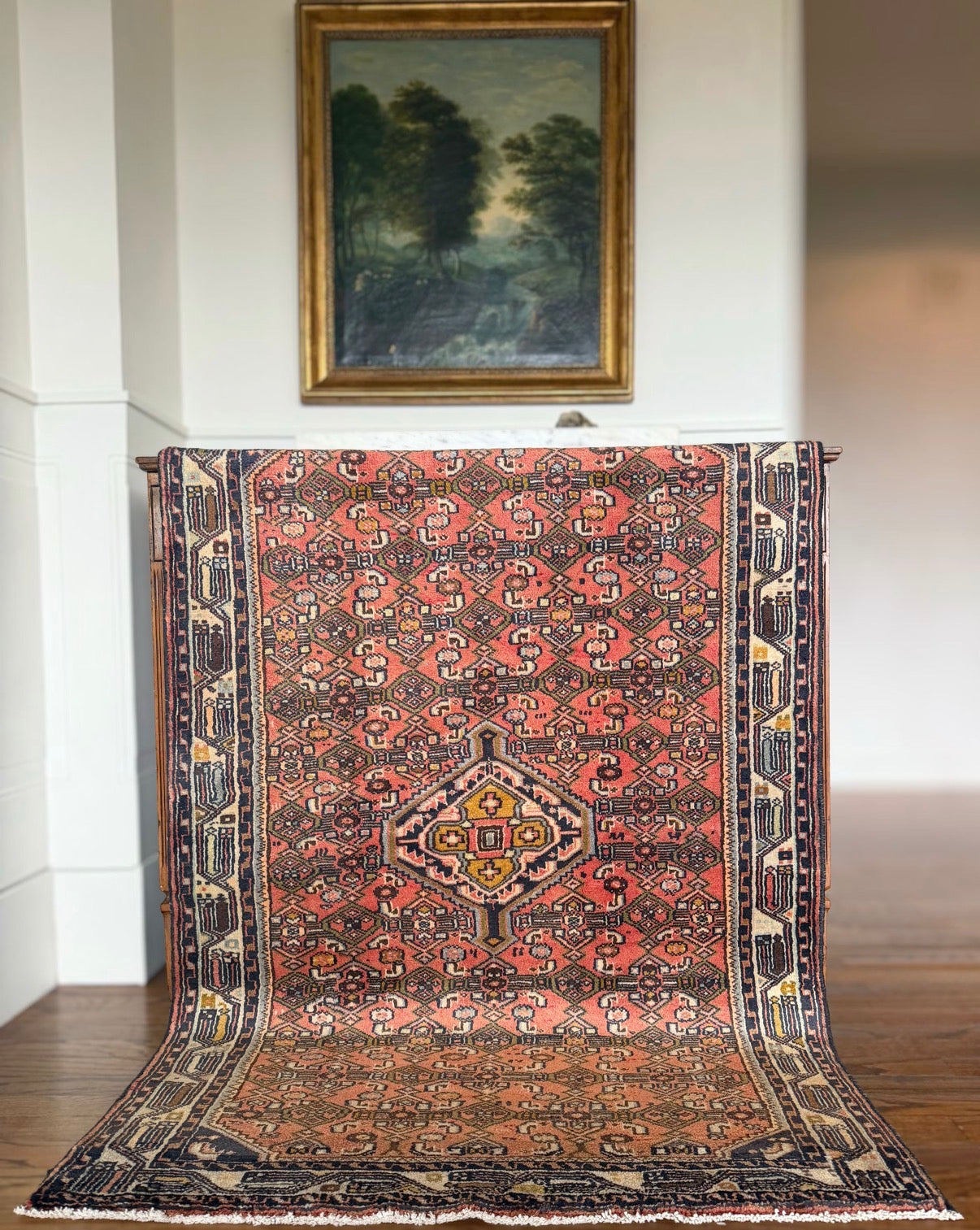 Vintage Pink Clay Medallion 3’4 x 4’10 circa 1930-1945