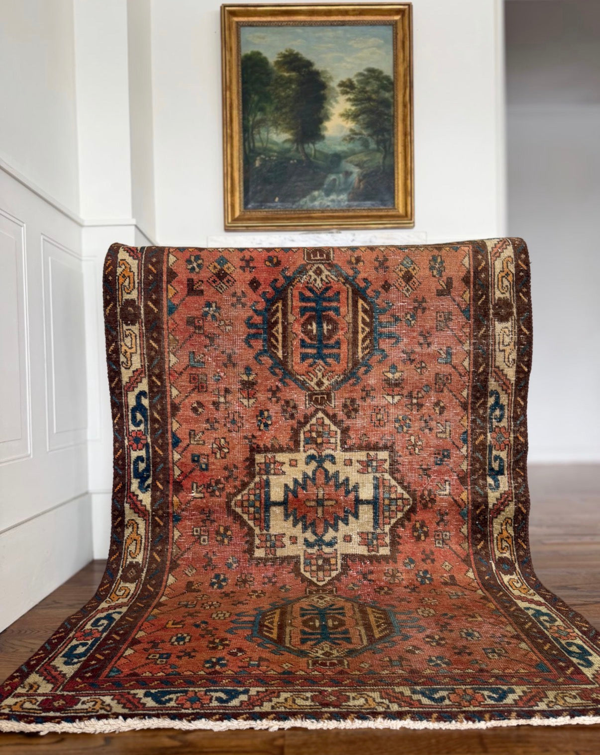 Vintage SAFFRON GARDEN 3’9 x 5’6 circa 1950-1960