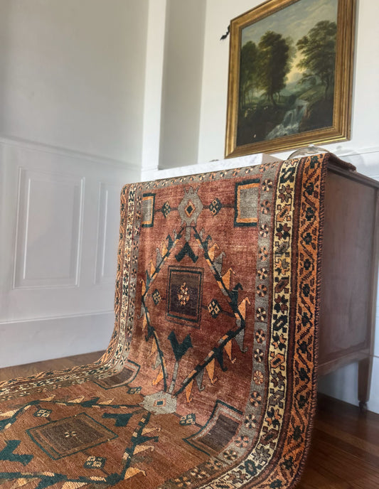 Antique Afshar  Copper Sky Runner 3’8” × 9’5” | Circa 1910–1930