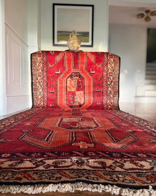 Vintage Tangerine Monument Rug 4’6” × 10’4”