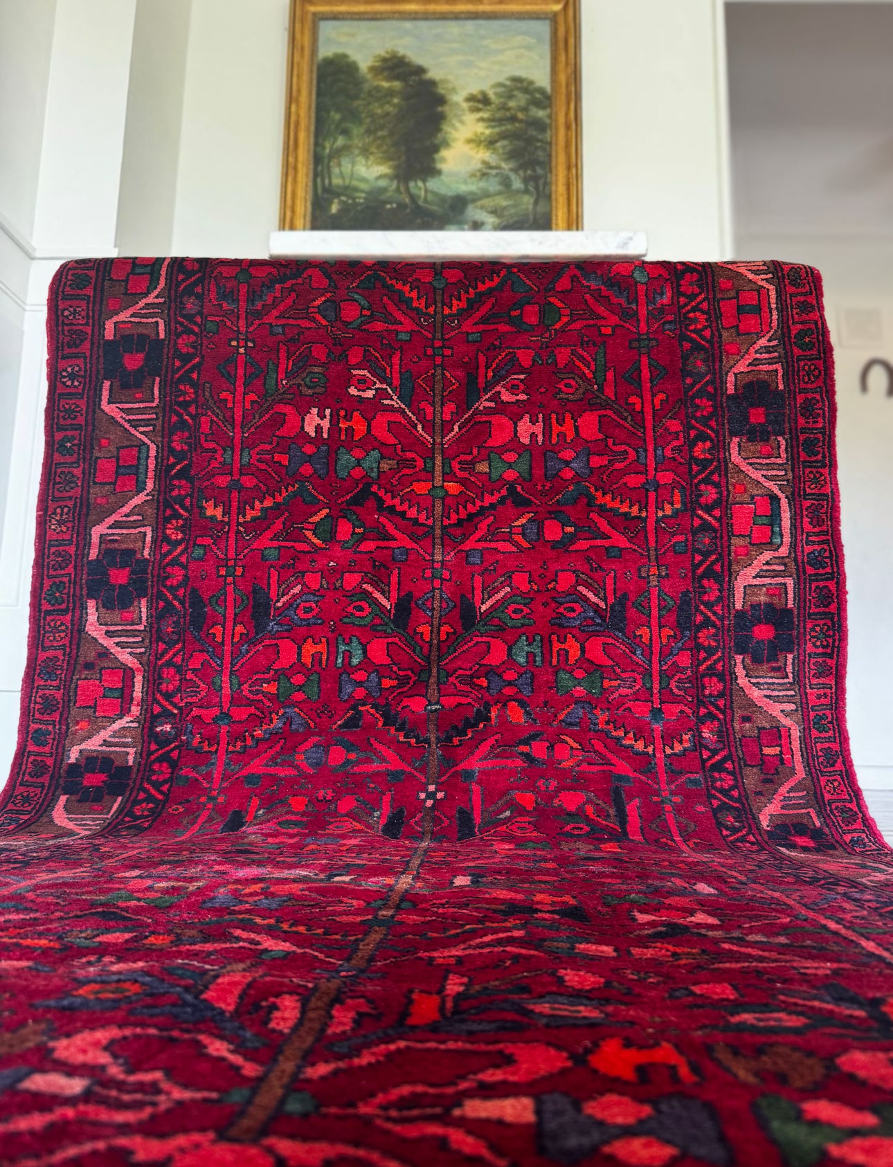 Vintage Burgundy Boteh Rug 
3’10x10’4