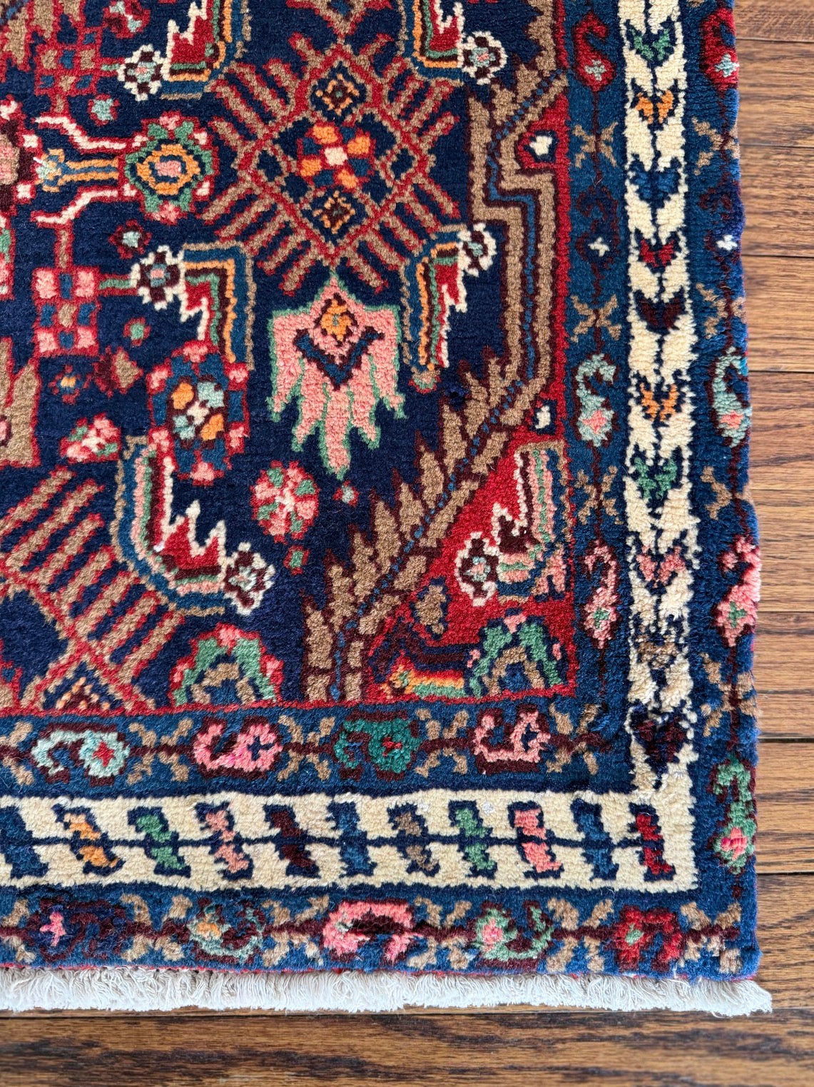 Vintage Cobalt Confection Runner 2’4 x 10’3 circa 1910-1930