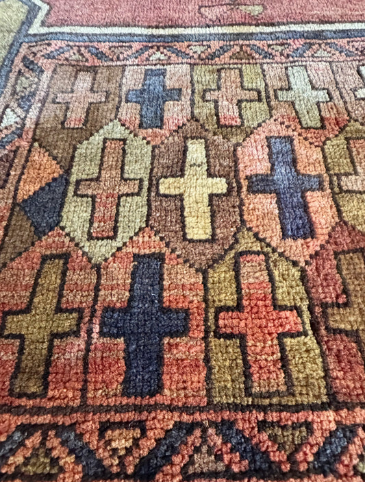Vintage Anatolian Crosses Rug 4’2x12’9
