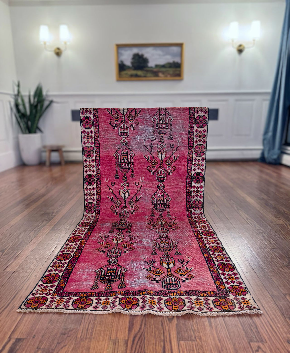 Vintage Anatolian handmade wool runner  3’ X 9’ 6