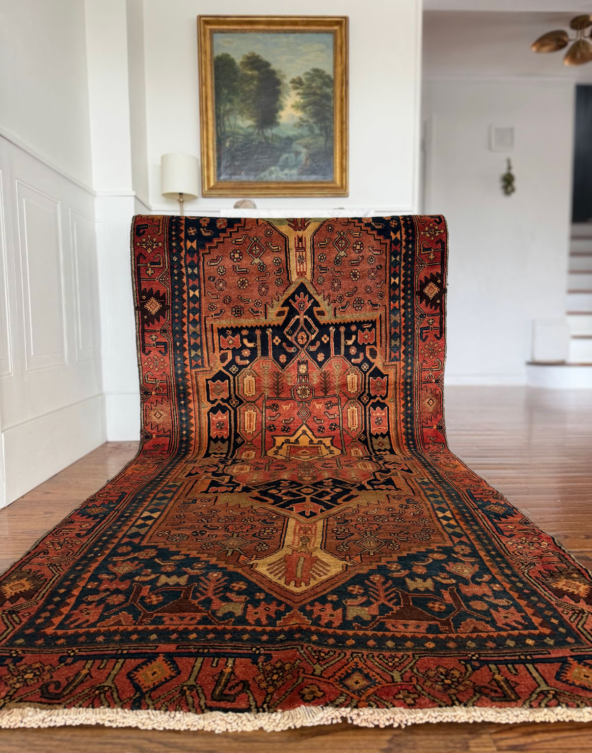 Vintage Tribal Guardian Rug 4’ × 9’ Circa 1930-1950