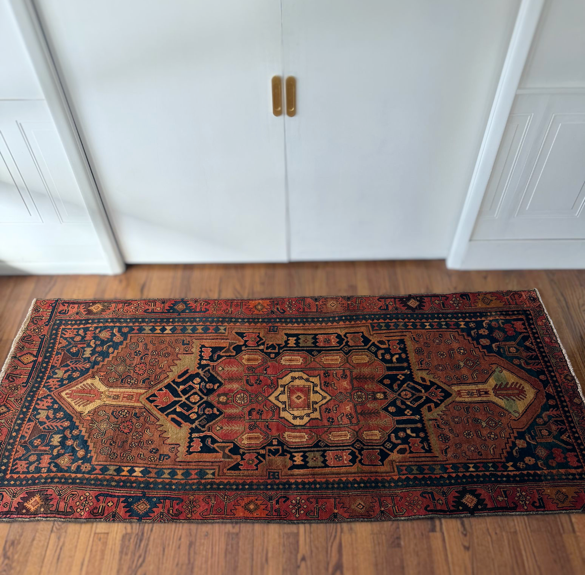 Vintage Tribal Guardian Rug 4’ × 9’ Circa 1930-1950