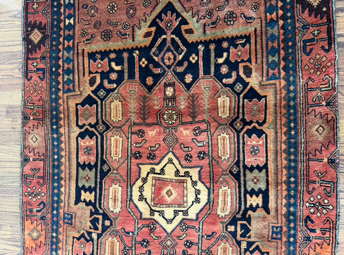 Vintage Tribal Guardian Rug 4’ × 9’ Circa 1930-1950