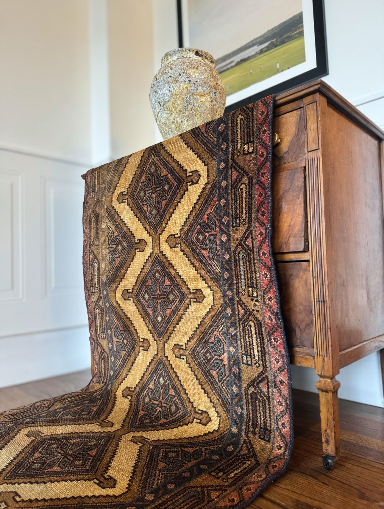Vintage Anatolian wool rug 3’ X 9’ 4