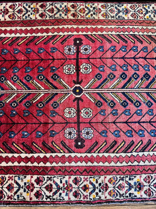 Vintage Anatolian poppy rug 3’7 x 10’6