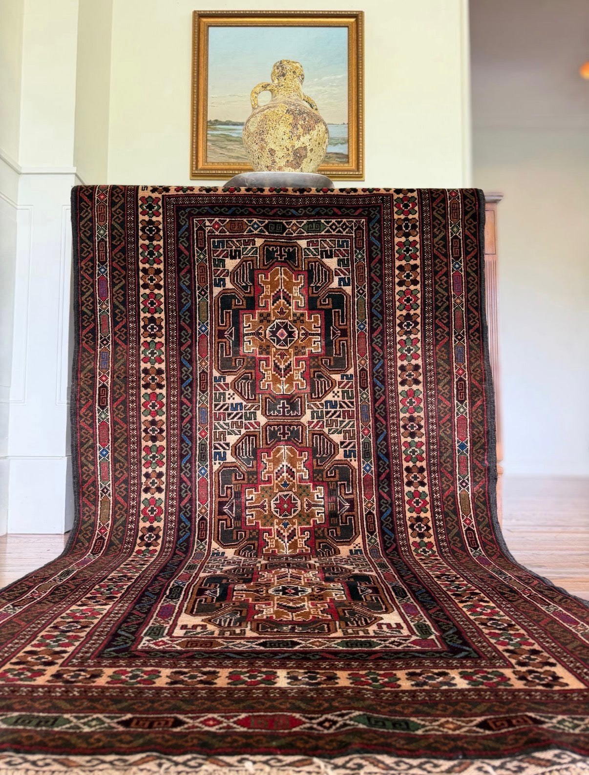 Vintage Caspian Rug 3’5 x 6’3 circa 1960s–1970s