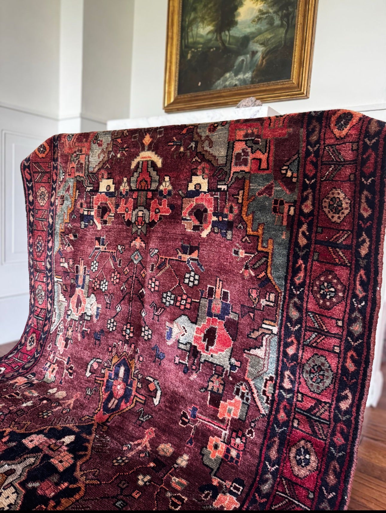 Pomegranate Heriz-Karaja Garden Runner 4’2 x 11’ circa 1925-1935
