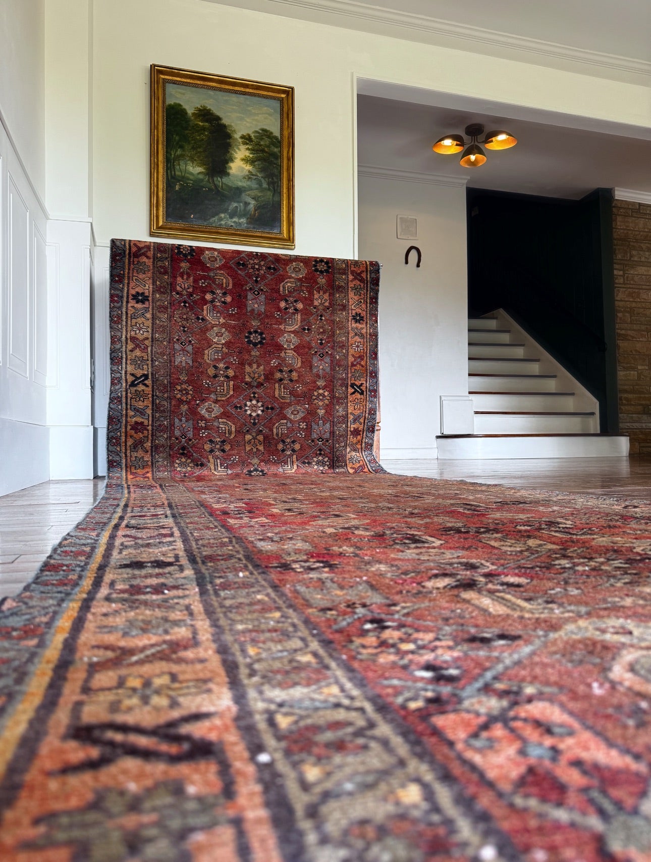 Cocoa-Brick Malayer Runner 3’7 x 14’7 circa 1920-1935