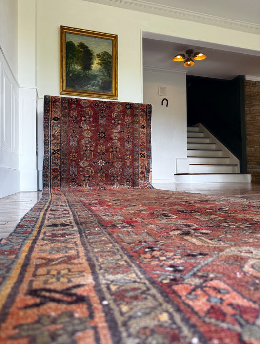 Cocoa-Brick Malayer Runner 3’7 x 14’7 circa 1920-1935