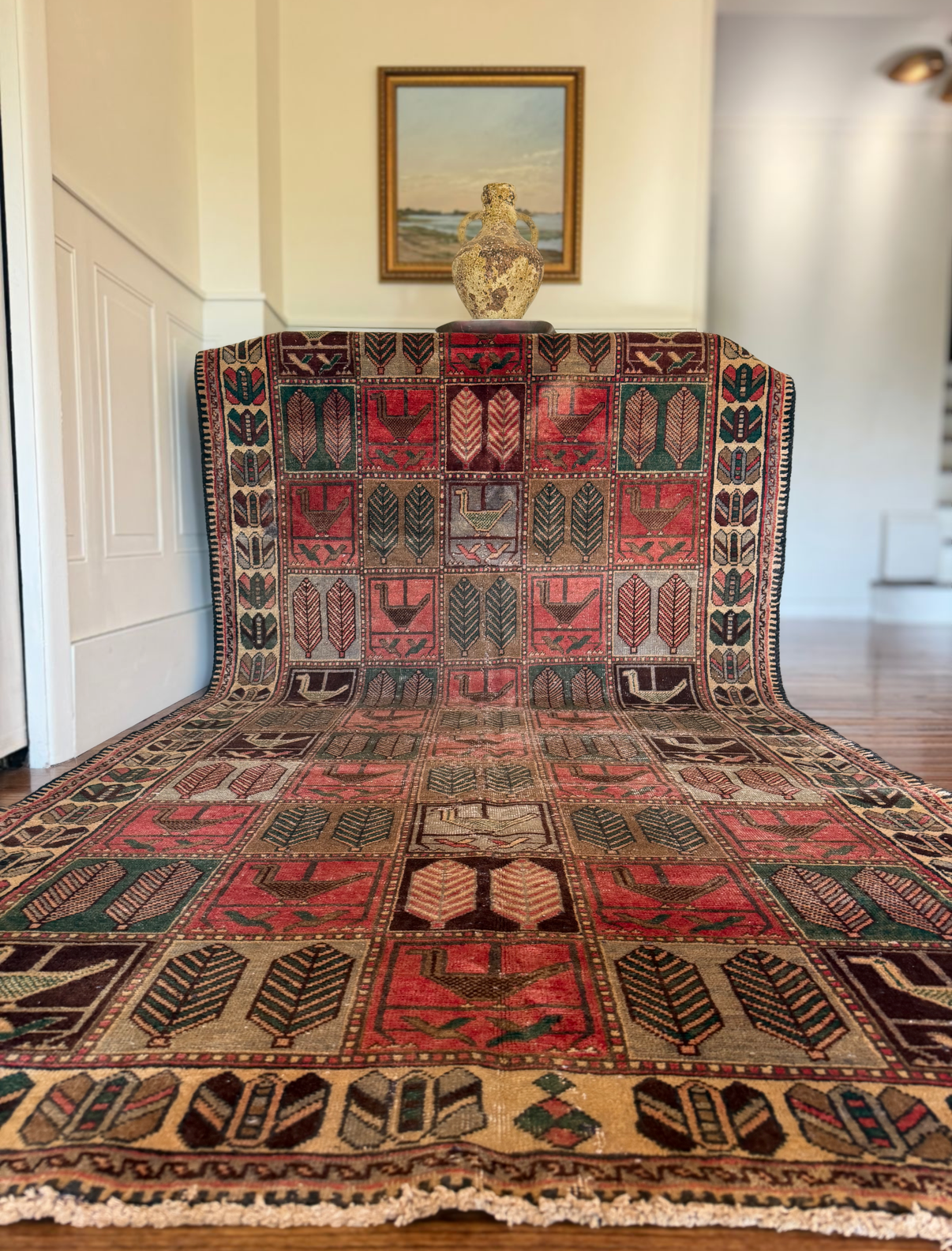 Vintage Afghan Baluch Bird & Cypress Rug 4’9 x 9’3 circa