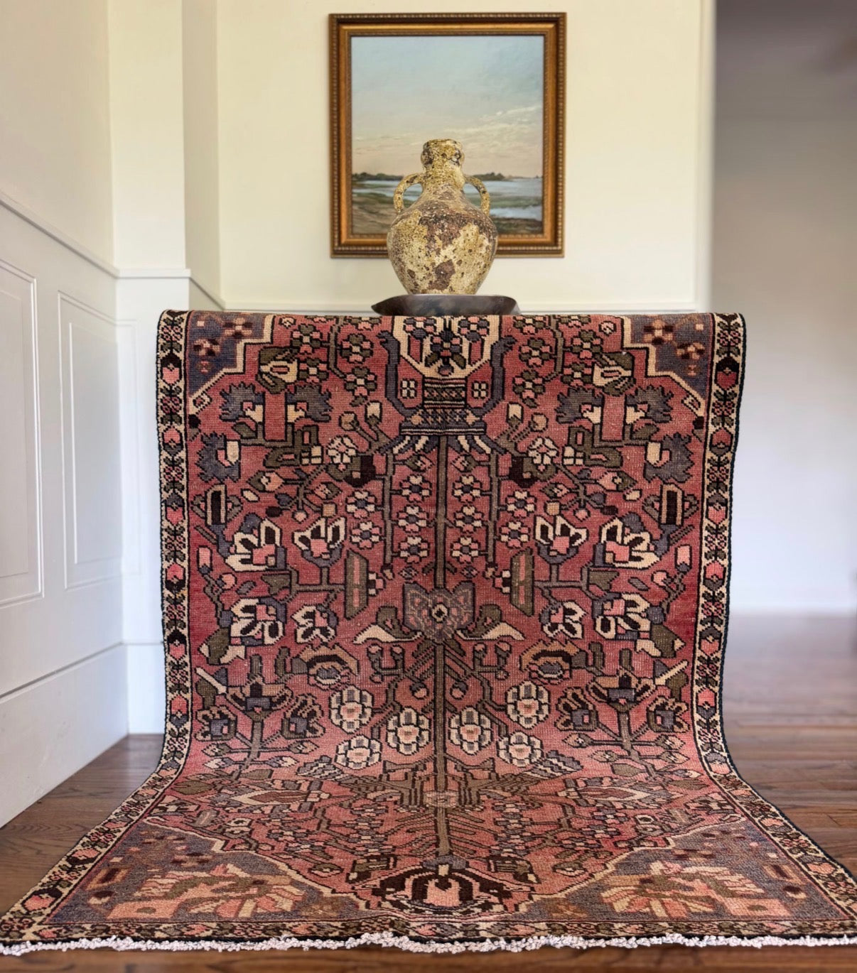 Vintage Faded Petal Garden Rug 3’9” × 6’ | Circa 1940–1960